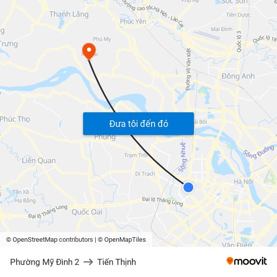 Phường Mỹ Đình 2 to Tiến Thịnh map