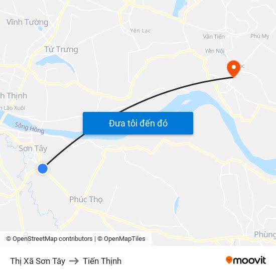 Thị Xã Sơn Tây to Tiến Thịnh map