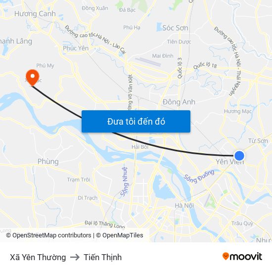 Xã Yên Thường to Tiến Thịnh map
