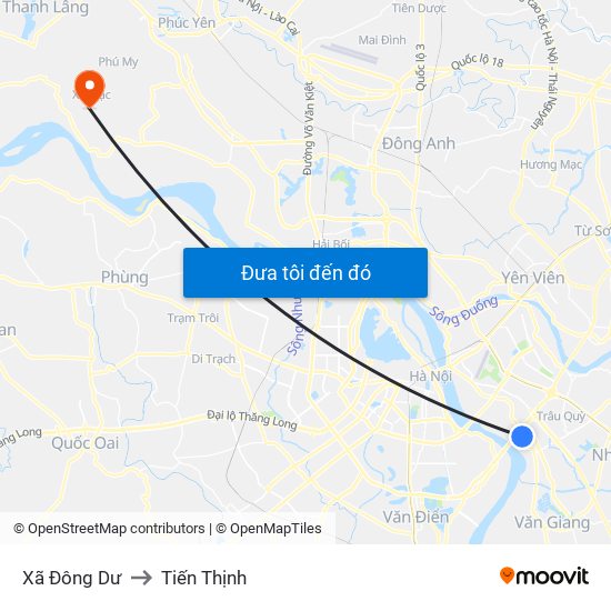 Xã Đông Dư to Tiến Thịnh map