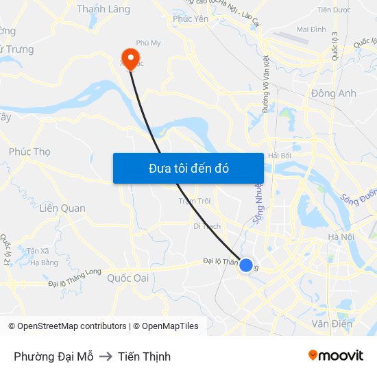 Phường Đại Mỗ to Tiến Thịnh map