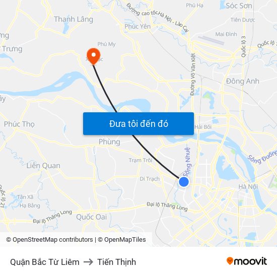 Quận Bắc Từ Liêm to Tiến Thịnh map