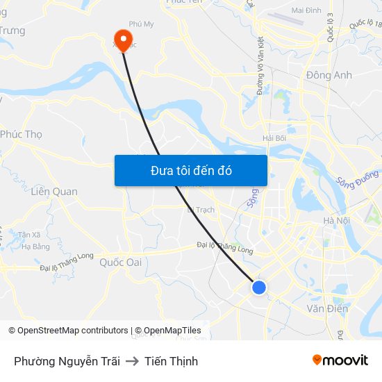 Phường Nguyễn Trãi to Tiến Thịnh map