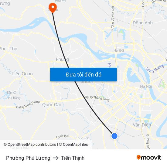 Phường Phú Lương to Tiến Thịnh map