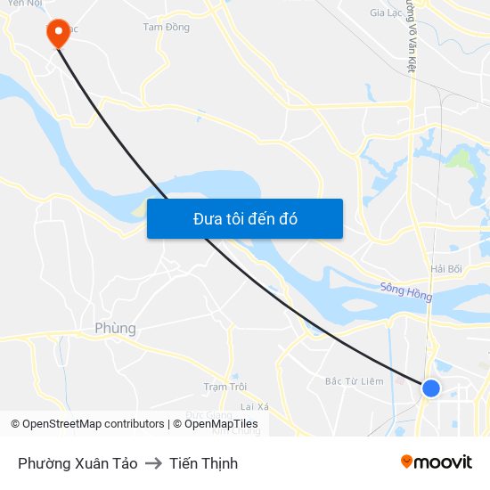 Phường Xuân Tảo to Tiến Thịnh map