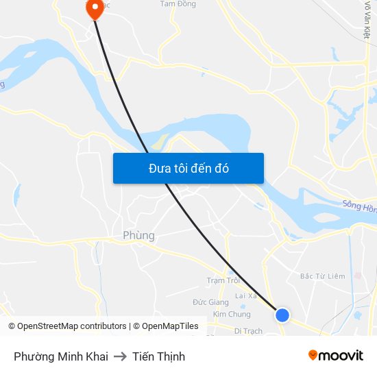 Phường Minh Khai to Tiến Thịnh map