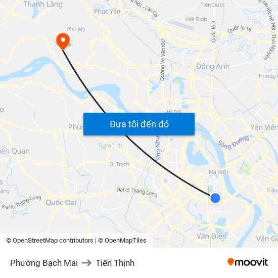 Phường Bạch Mai to Tiến Thịnh map