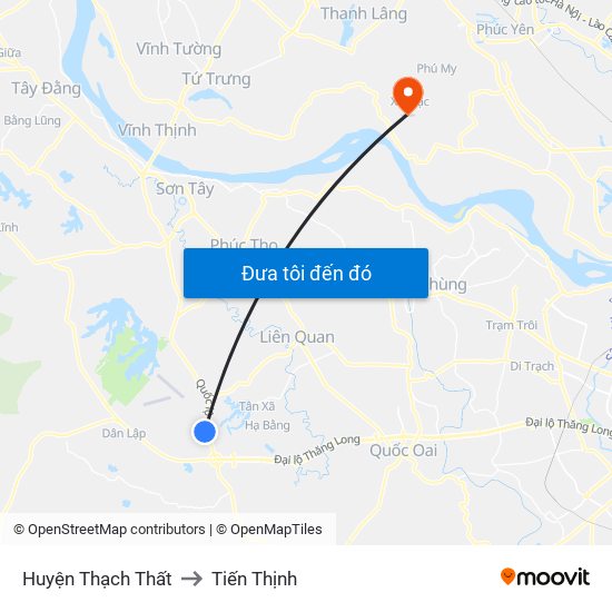 Huyện Thạch Thất to Tiến Thịnh map