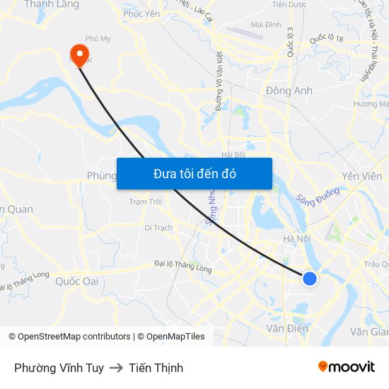 Phường Vĩnh Tuy to Tiến Thịnh map