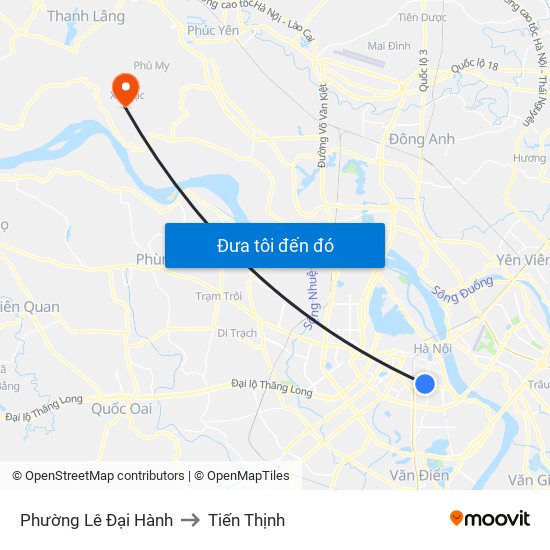 Phường Lê Đại Hành to Tiến Thịnh map