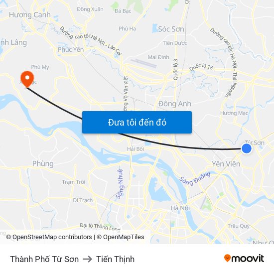 Thành Phố Từ Sơn to Tiến Thịnh map