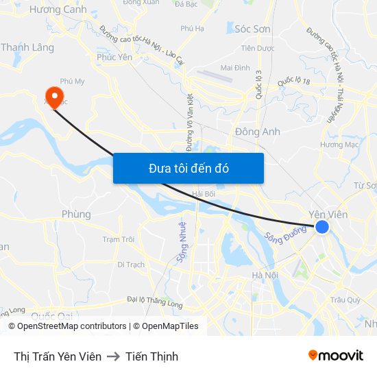 Thị Trấn Yên Viên to Tiến Thịnh map