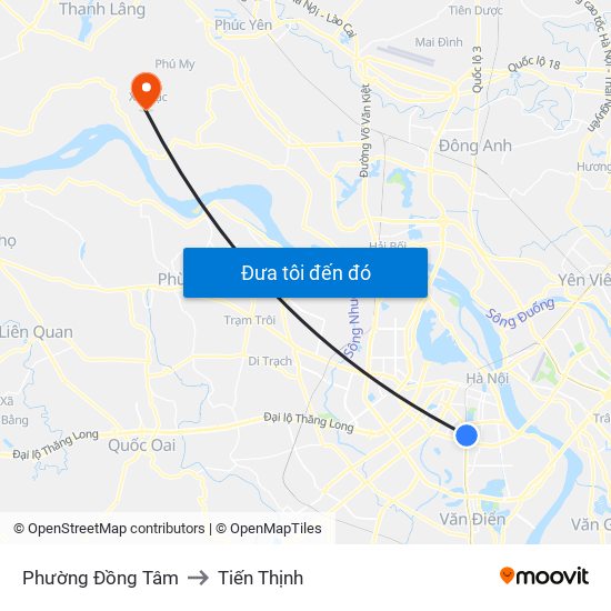 Phường Đồng Tâm to Tiến Thịnh map