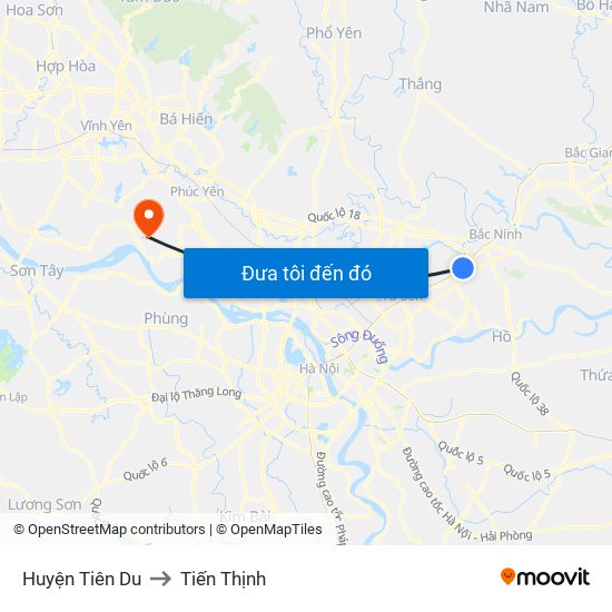 Huyện Tiên Du to Tiến Thịnh map