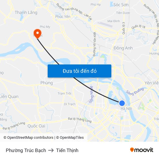 Phường Trúc Bạch to Tiến Thịnh map