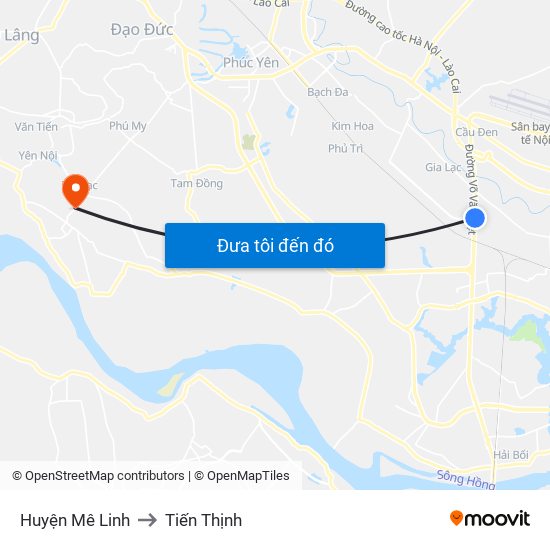 Huyện Mê Linh to Tiến Thịnh map
