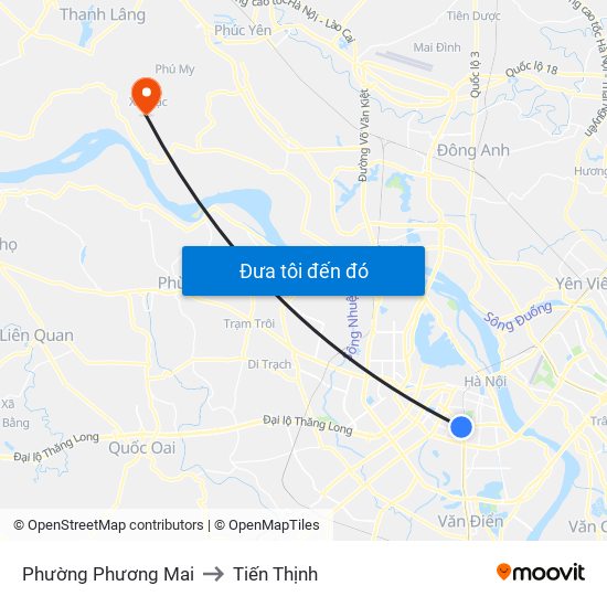 Phường Phương Mai to Tiến Thịnh map