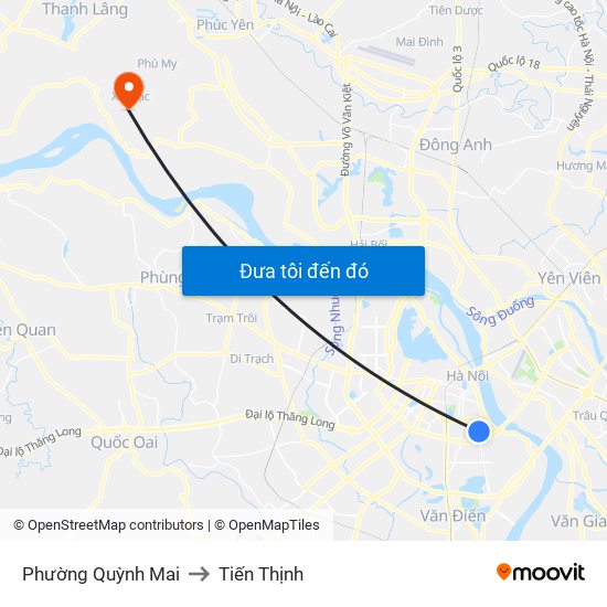 Phường Quỳnh Mai to Tiến Thịnh map