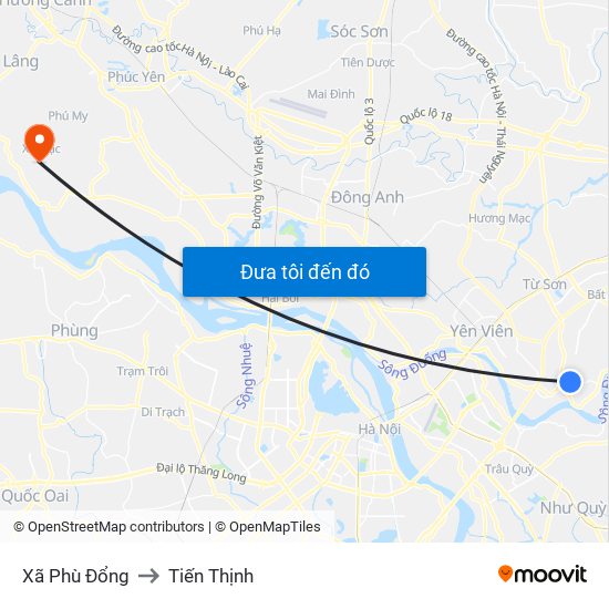 Xã Phù Đổng to Tiến Thịnh map