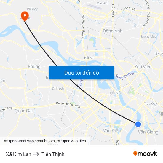 Xã Kim Lan to Tiến Thịnh map