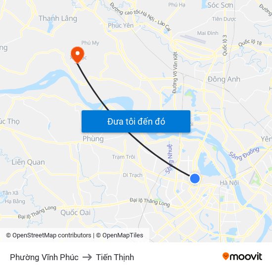 Phường Vĩnh Phúc to Tiến Thịnh map