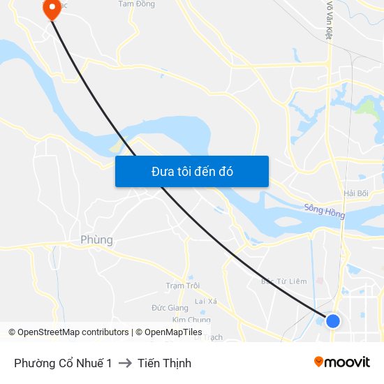 Phường Cổ Nhuế 1 to Tiến Thịnh map