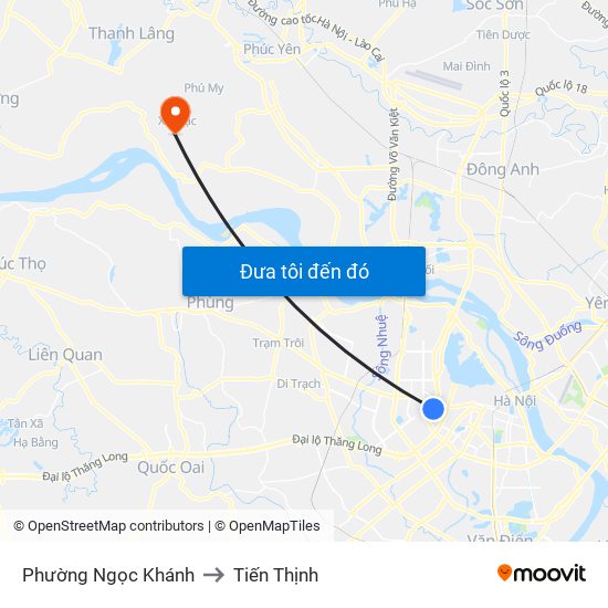 Phường Ngọc Khánh to Tiến Thịnh map