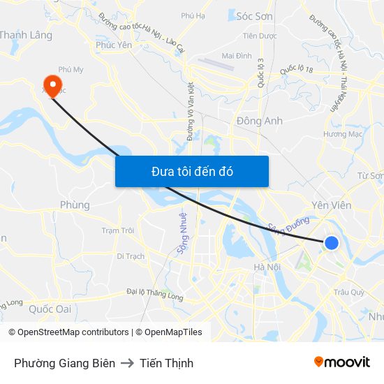 Phường Giang Biên to Tiến Thịnh map