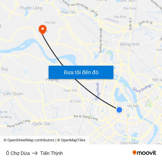 Ô Chợ Dừa to Tiến Thịnh map