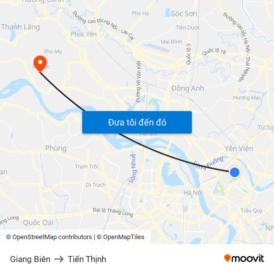 Giang Biên to Tiến Thịnh map