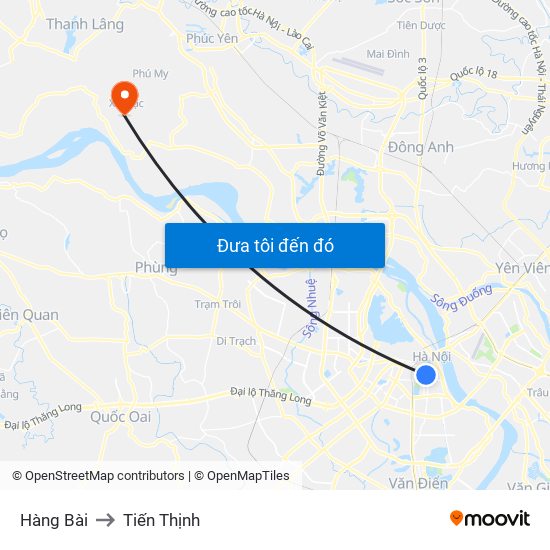 Hàng Bài to Tiến Thịnh map