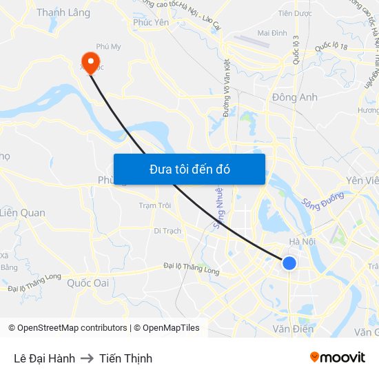 Lê Đại Hành to Tiến Thịnh map