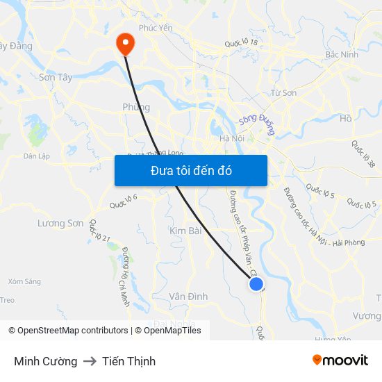 Minh Cường to Tiến Thịnh map