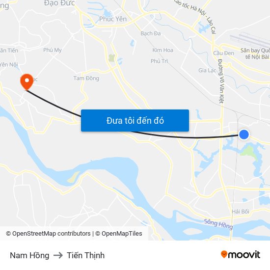 Nam Hồng to Tiến Thịnh map