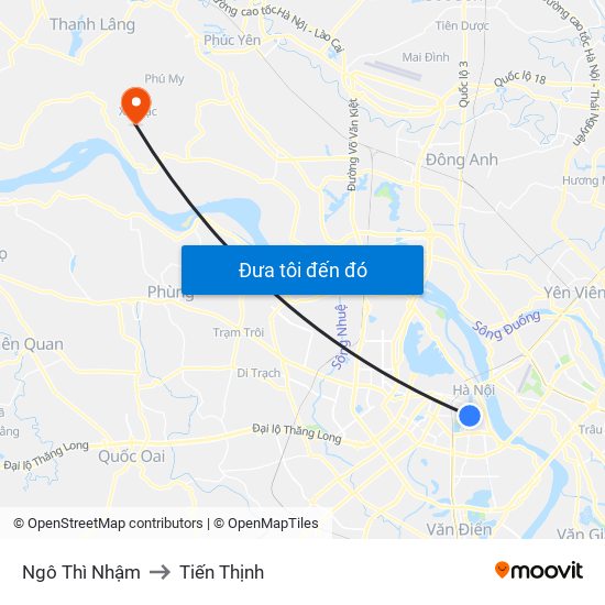 Ngô Thì Nhậm to Tiến Thịnh map