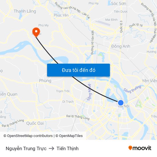 Nguyễn Trung Trực to Tiến Thịnh map