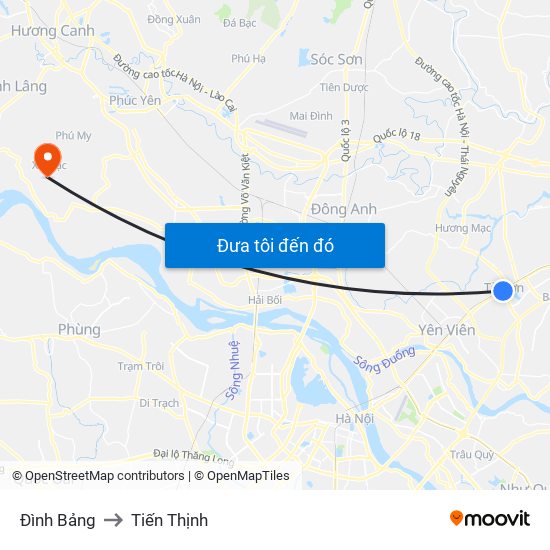 Đình Bảng to Tiến Thịnh map