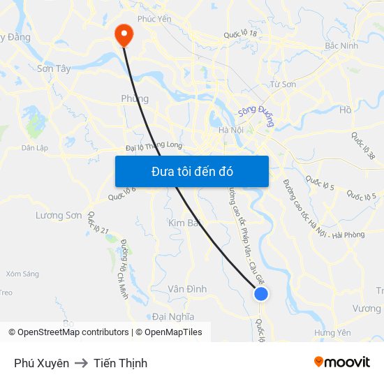 Phú Xuyên to Tiến Thịnh map