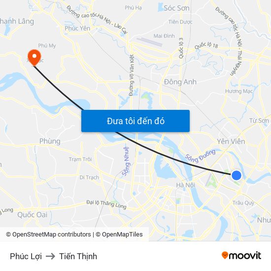 Phúc Lợi to Tiến Thịnh map