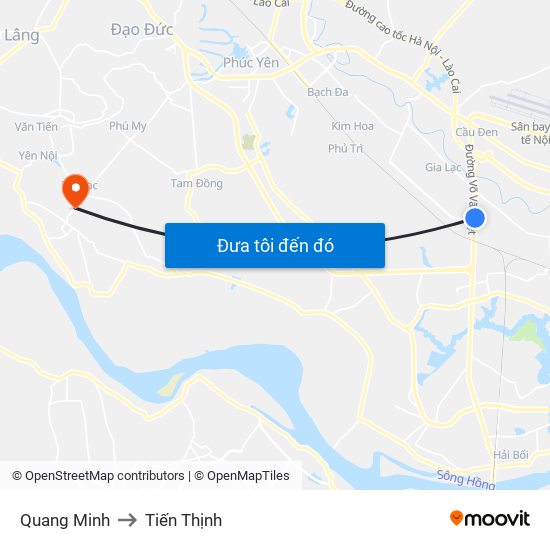 Quang Minh to Tiến Thịnh map