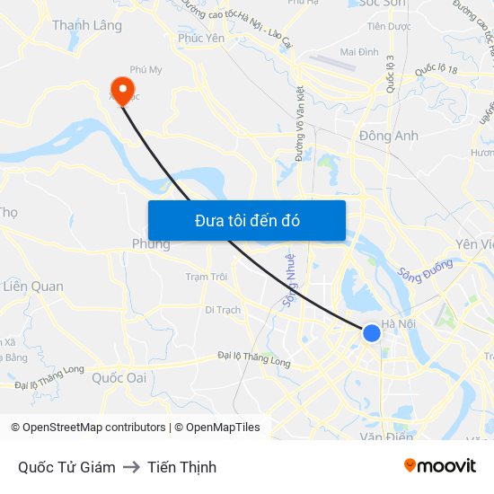 Quốc Tử Giám to Tiến Thịnh map