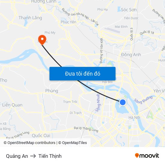 Quảng An to Tiến Thịnh map