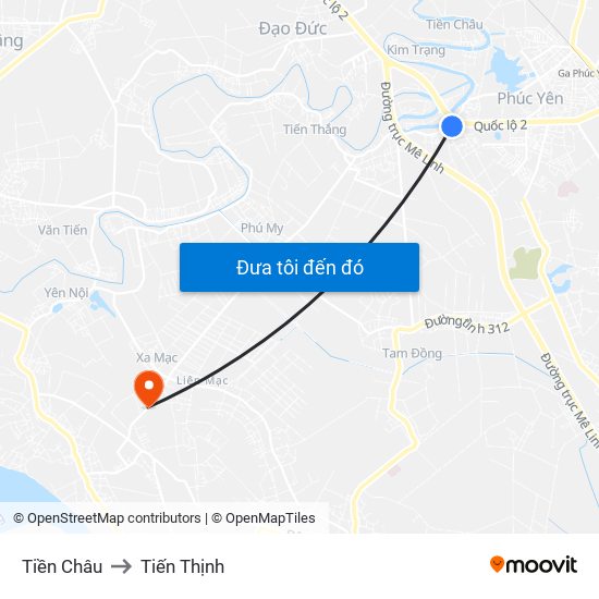 Tiền Châu to Tiến Thịnh map