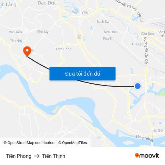 Tiền Phong to Tiến Thịnh map