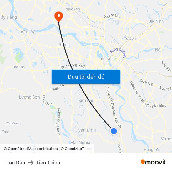 Tân Dân to Tiến Thịnh map