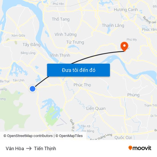 Vân Hòa to Tiến Thịnh map