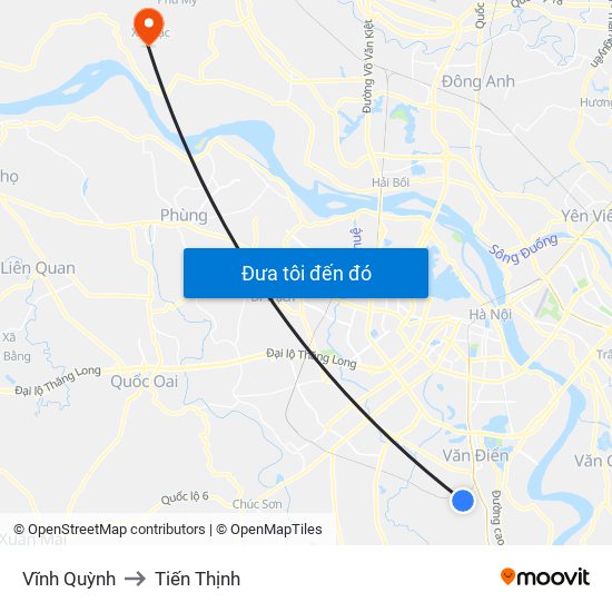 Vĩnh Quỳnh to Tiến Thịnh map