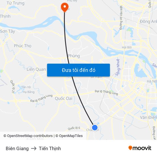 Biên Giang to Tiến Thịnh map