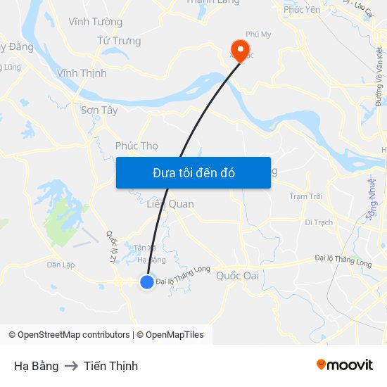 Hạ Bằng to Tiến Thịnh map