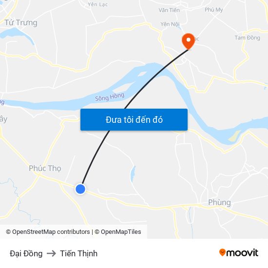 Đại Đồng to Tiến Thịnh map